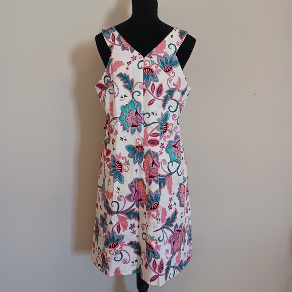 Nine West White and Pink Floral Halter Midi Dress Size 14 NWT - Picture 2 of 7